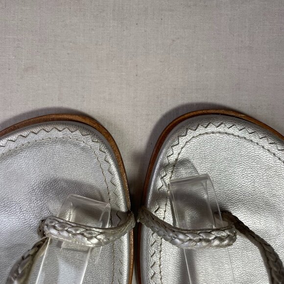 Banana Republic Western Flats Silver Thong Toe Ring Sandals Vintage 90s Size 10 - Picture 7 of 15